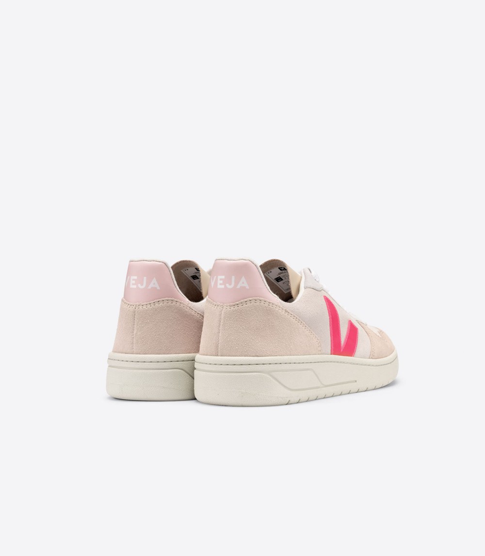 Veja Sneakers Dam - V-10 Suede Multico Natural - Beige/Rosa - 930745-JVI